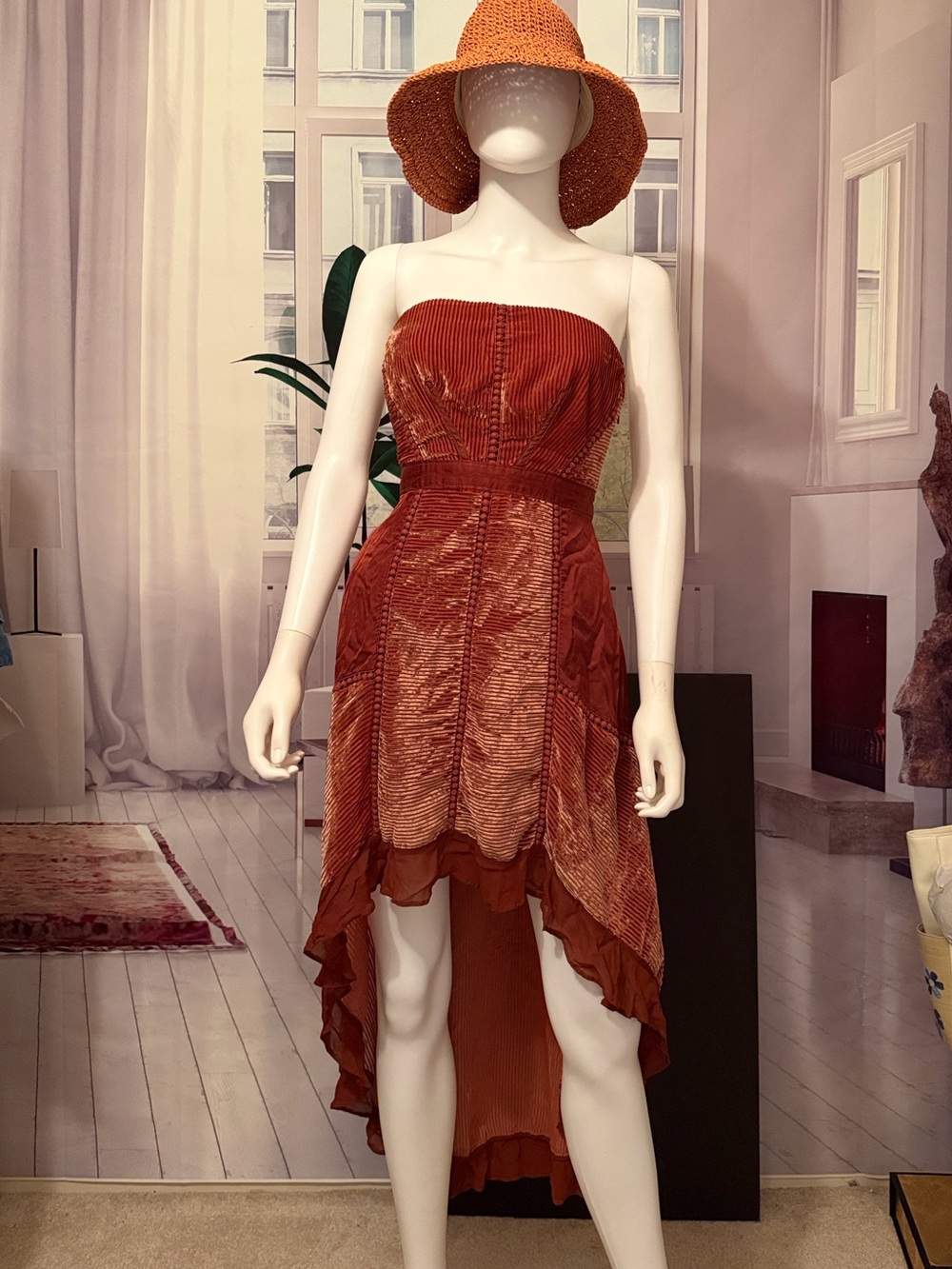 Anthropologie Velvet High Low Dress. Size 2/XS - Picture 2 of 11